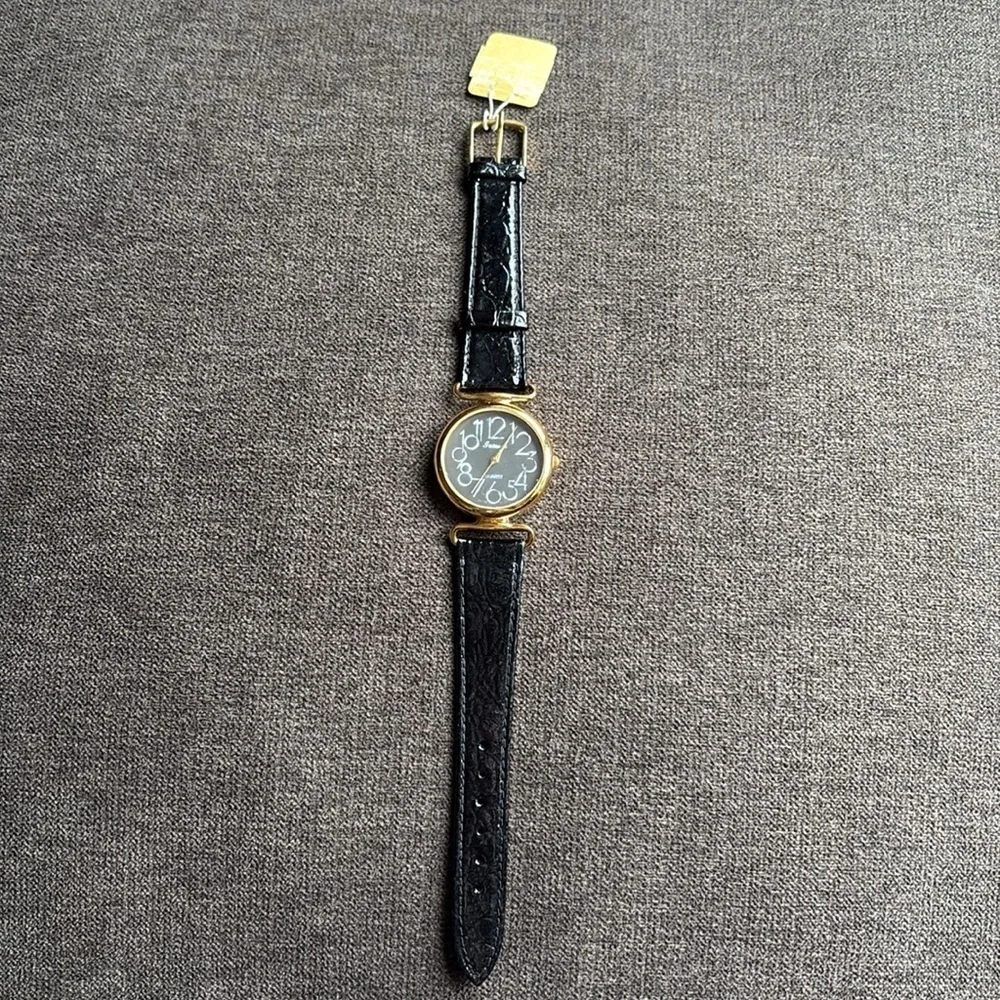 Vintage Inmode Watch Women 32mm Gold Tone Black Retro Dial Not Running